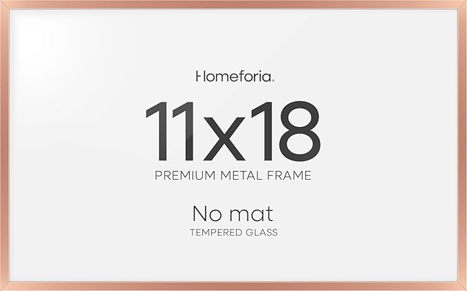 Homeforia 11x18 Diploma Frame with Photo, High End Metal 11 x 18 Rose Gold Certificate Frame with Mat for 8.5x11 Diploma and 5x7 Picture, 11by18 Award Degree Frames, Tempered Glass, Wall Kit, Set of 1