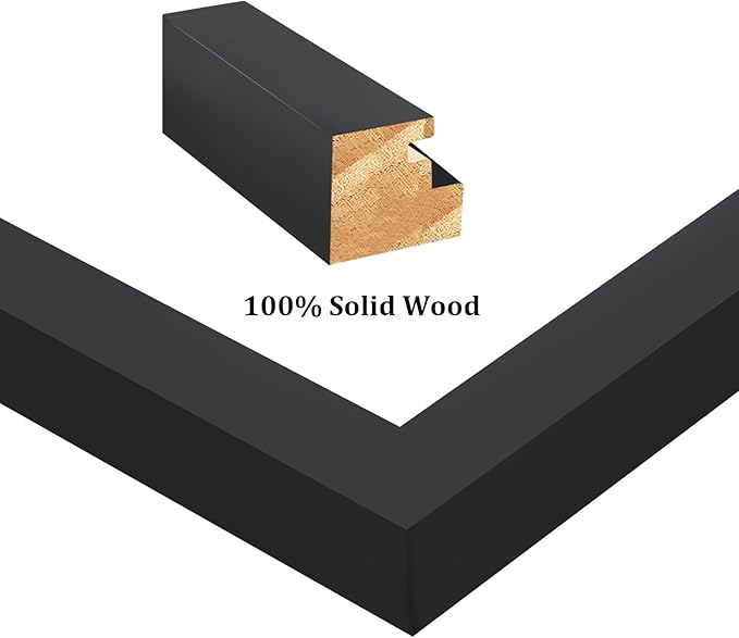 Egofine A4 Picture Frames Set of 4, Made of Solid Wood Covered by Plexiglass 4x6 and 6x8 with Mat or A4 whitout Mat, for Table Top Display and Wall Mounting Photo Frame Black