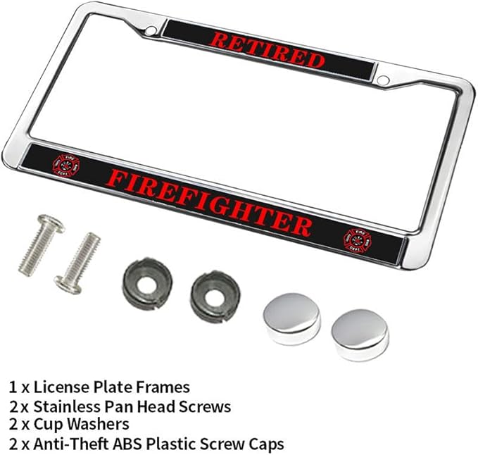 Retired Firefighter License Plate Frame Patriotic Firefighter Power Durable License Plate Frame Firefighter Gift