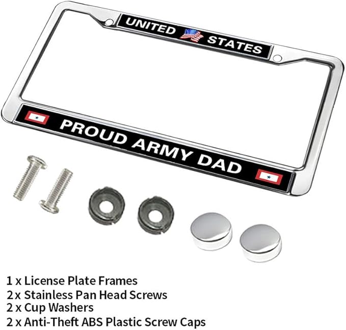 Proud Army Dad License Plate Frame Military US Army Pride Easy Installation License Plate Frame US Army Blessing License Plate Frame for Family Members