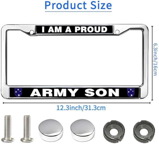 Proud Army Son License Plate Frame US Army Pride Rust-Proof License Plate Frame United States Army License Plate Frame for Veterans