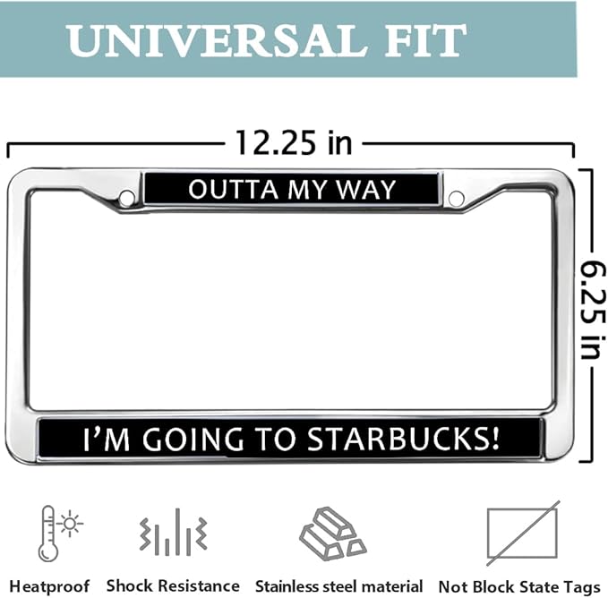 Coffee Love Pride License Plate Frame, Coffee Lover Gifts Weather-Proof License Plate Frame with Chrome Screw Caps, US Standard Size