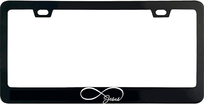 Infinity Jesus License Plate Frame, 12 X 6 Inch Black Stainless Steel Car Accessories for Women/Men, with 2 Holes & Screws