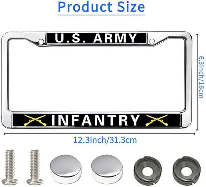US Army Infantry License Plate Frame for Independence Day US Army Infantry Scratch-Resistant License Plate Frame Army Infantry Pride License Plate Frame Spiritual Gift for Infantry Solider