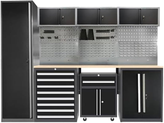 JZD Storage Cabinet Set, Pro Tool Organization System for Garage, No Wall Mounting Needed, for Basement Automotive Repair Shop