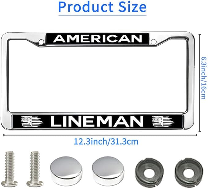 American Lineman License Plate Frame for Religious People USA Flag Pride License Plate Frame Stainless Steel US Army Blessing Easy Installation