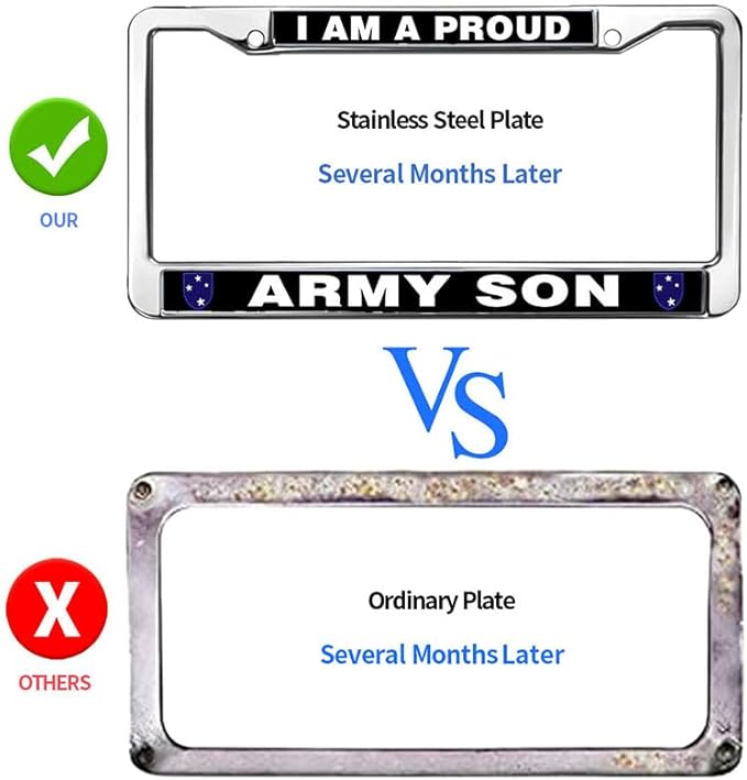 Proud Army Son License Plate Frame US Army Pride Rust-Proof License Plate Frame United States Army License Plate Frame for Veterans