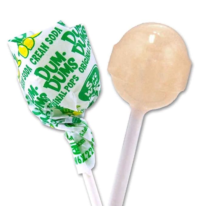 Dum Dums Cream Soda Lollipops - Bulk Candy Bag with Lollipops Individually Wrapped, Single Flavor Gourmet Suckers - 50 Count