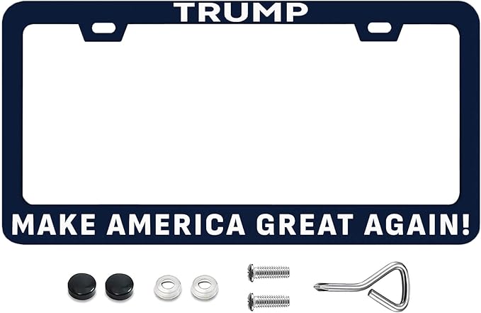 Trump Make America Great Again License Plate Frames Rust-Proof Stainless Steel Screws Fasteners Included Personalized Cover for Women Men Decorate Car with 12.3x6.3 Inch License Plate Holder -DATANSEN