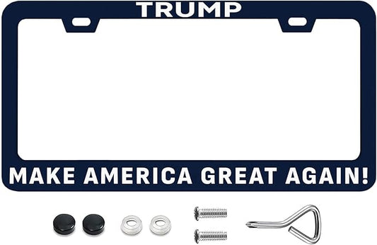Trump Make America Great Again License Plate Frames Rust-Proof Stainless Steel Screws Fasteners Included Personalized Cover for Women Men Decorate Car with 12.3x6.3 Inch License Plate Holder -DATANSEN