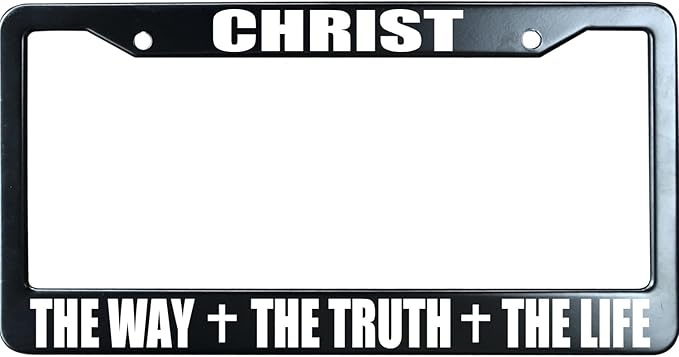 Christ The Way The Truth The Life Christian License Plate Frame, Jesus/God Auto Car Tag Frame, Stainless Steel License Plate Holder UV Printed, Novelty Religious Gifts