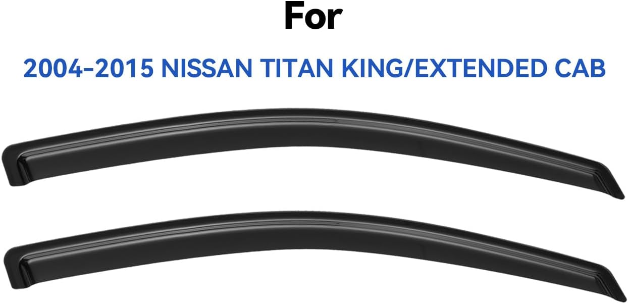 Window Visors Rain Guards for 2004-2015 Nissan Titan King Cab, Out-Channel Window Vent Wind Deflectors Visors Shades for 04-15 Nissan Titan Extended Cab, 2PCS