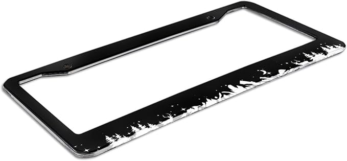 Mountains License Plate Frame - 1 Pack Personalized Aluminum Car License Plate Cover Mountains License Plate Holder Universal US-Canada 2 Hole Auto Car Tag for Women/Men
