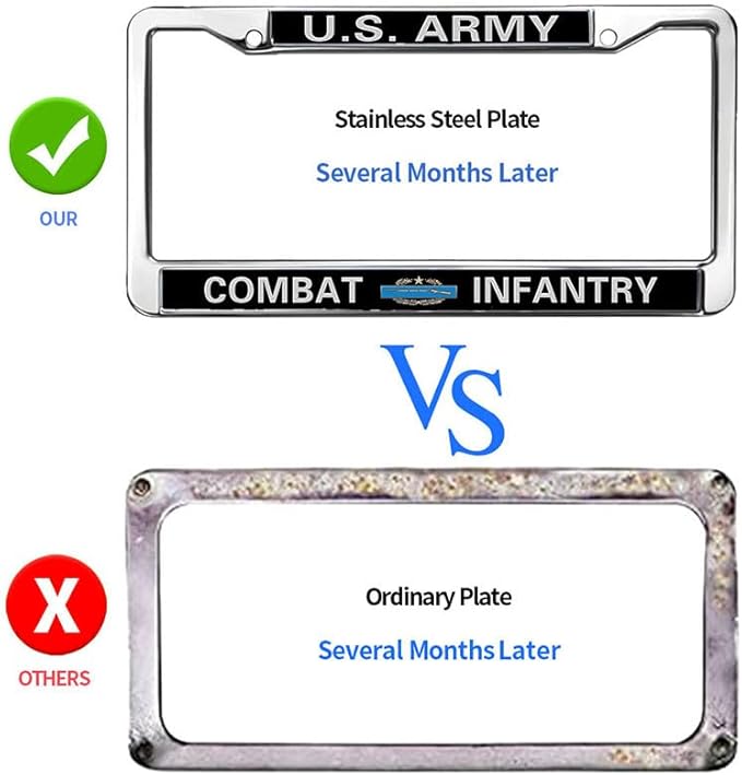 US Army Combat Infantry License Plate Frame Patriotic Infantry Superhero Stylish License Plate Frame US Army Blessing License Plate Frame for Family Members