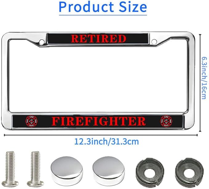 Retired Firefighter License Plate Frame Patriotic Firefighter Power Durable License Plate Frame Firefighter Gift