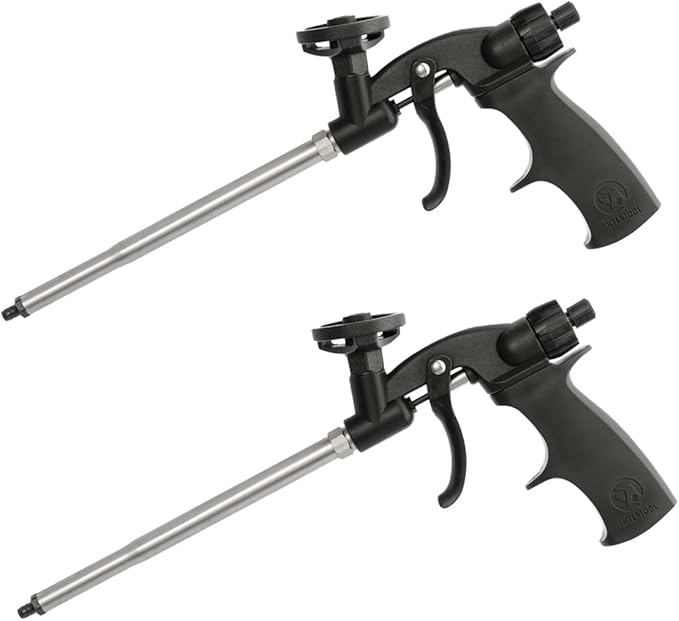 INTERTOOL Expanding Foam Spray Gun 2 Pack - PU Sealant Foam Applicator for Caulking Insulation Dispensing Filling Gaps and Cracks - Teflon Non-Stick Basket Needle tip PT-0605-2
