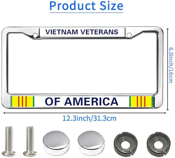 Vietnam Veterans of America License Plate Frame Chrome 2 Holes US Army Vietnam Veteran Car License Plate Frame