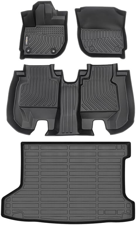 GINOWY- Floor Mats Cargo Liner Set for Honda HRV 2016-2022 FWD Models, TPE Rubber All Weather HR-V Car Mats Custom fit Anti-Slip Trunk Cargo Mat Waterproof HRV Mats Accessories Black