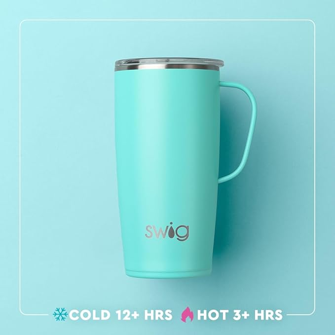 Swig Life 22oz Travel Mug, Insulated Tumbler with Handle and Lid, Cup Holder Friendly, Dishwasher Safe, Stainless Steel, Travel Coffee Cup, Insulated Mug with Lid (Wanderlust)