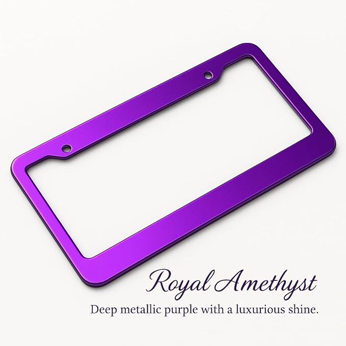 Custom License Plate Frames - Create Your own Personalized License Plate Frame with Text or Graphics, Stylish and Durable Aluminum Frame, fits Standard US 12" x 6" License Plates (Royal Amethyst, 2)