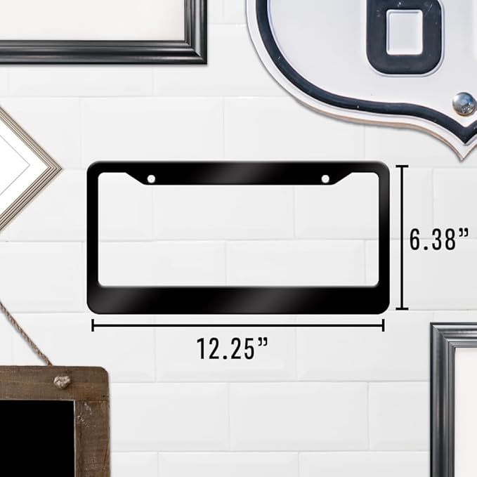VulgrCo Custom License Plate Frame for Car Truck SUV Vehicle - 12 1/4 x 6 3/8 Inch - Universal Fit Personalized Text Number Customizable UV Print Image Photo Logo Plate Auto Accessory (Black)