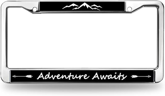 Mount Adventure Lover License Plate Frame for Father’s Day Proud Adventure Awaits License Plate Frame Anti-Theft