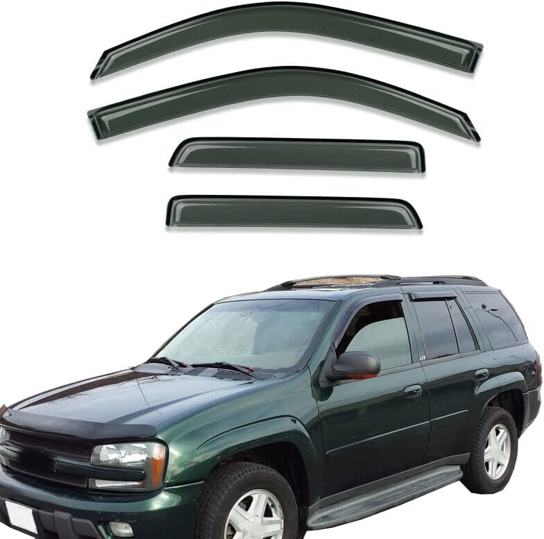Wind Deflector Compatible with 2002-2009 Chevy Trailblazer Trailblazer SS Smoke Sun Rain Guards Window Visors Not fit EXT Models 94733