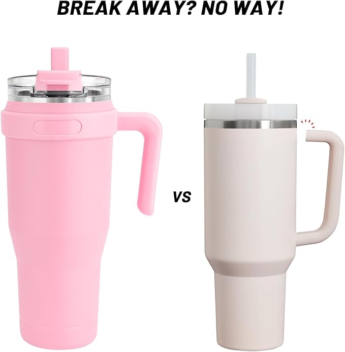 Zukro 50 oz Tumbler With Handle And Straw, Leak-proof Closable Flip Straw Lid, Insulated Stainless Steel Water Bottle for Hot & Cold Drinks, Large Travel Mug Fit in Cup Holder, Dishwasher Safe