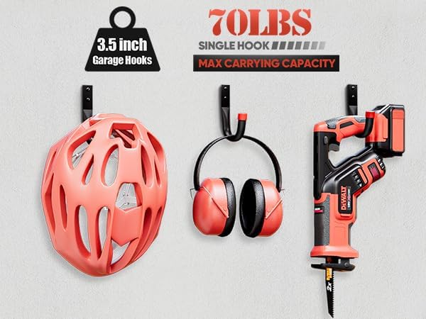 Nacial 24 Pack Garage Hooks Heavy Duty, 3.5" Garage Wall Hook with EVA Pads, 100LBS Capacity Hooks for Hanging Bikes, Kayak Folding Chairs and Hanging Ladders