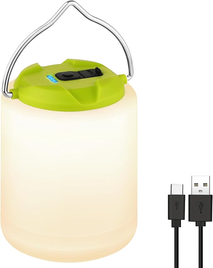 LED Camping Lantern, Rechargeable Camping Light, 4 Modes Outdoor Flashlights Lanterns with 1000LM, Water Resistant Portable Emergency Camp Light for Hurricane Hiking Survival Kits - Green