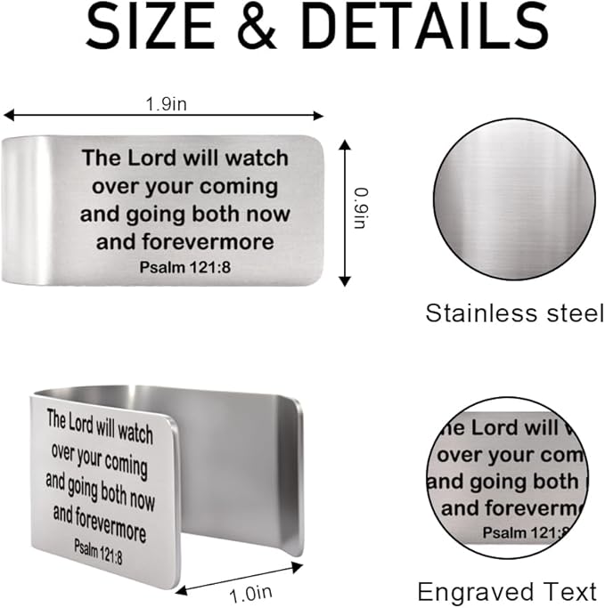 The Lord Will Watch Over Your Coming and Going Visor Clip for Cars, Bible Verse Engraved Car Visor Clip, Christian Gifts for Drivers Family Friends, New Driver Gifts, Funny Car Accessories