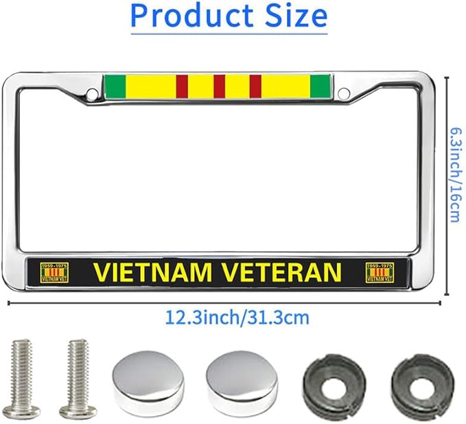 US Army Vietnam Veteran 2 Holes Black License Plate Frame,US Army Vietnam Veteran Auto Car License Plate Frame Tag for US Canada Vehicles