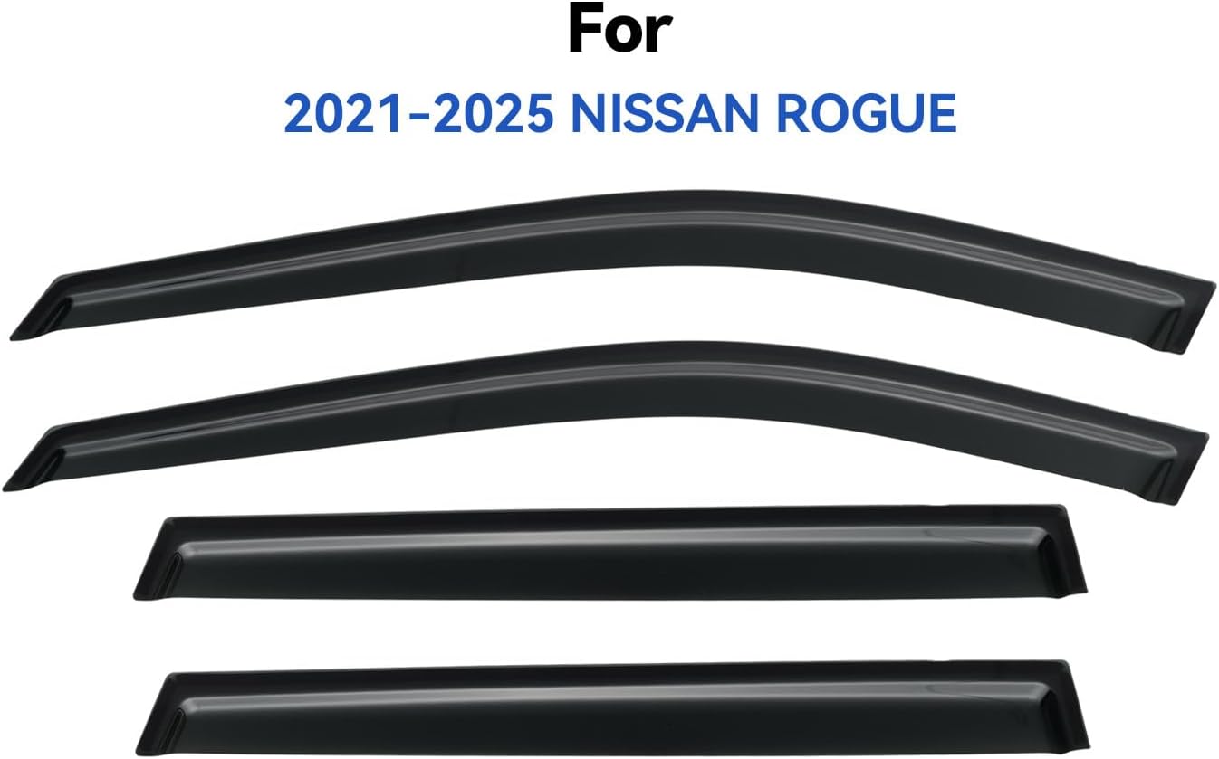 Window Visors Rain Guards for 2021-2025 Nissan Rogue, Out-Channel Window Vent Wind Deflectors Visors Shades for 21-25 Rogue (Not for Nissan Rogue Sport & Select)