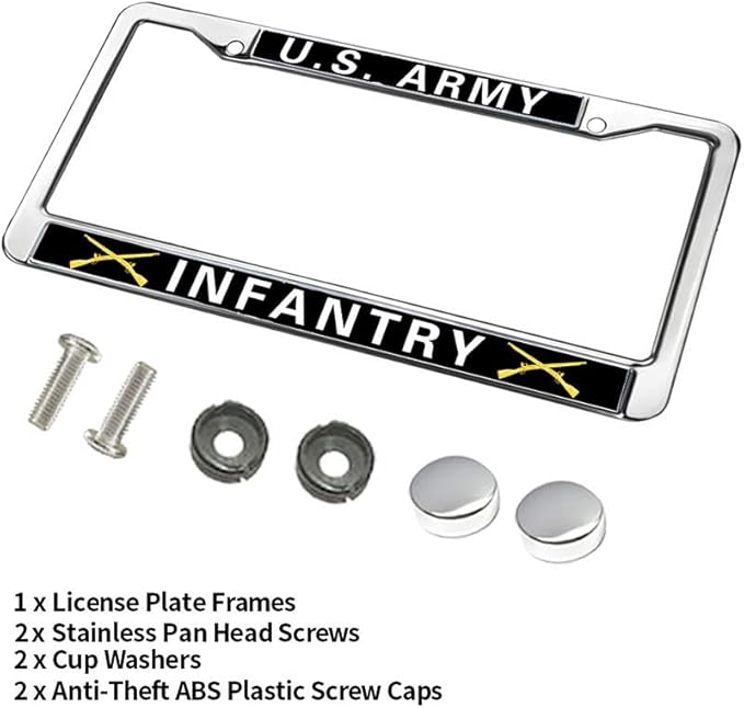 US Army Infantry License Plate Frame for Independence Day US Army Infantry Scratch-Resistant License Plate Frame Army Infantry Pride License Plate Frame Spiritual Gift for Infantry Solider