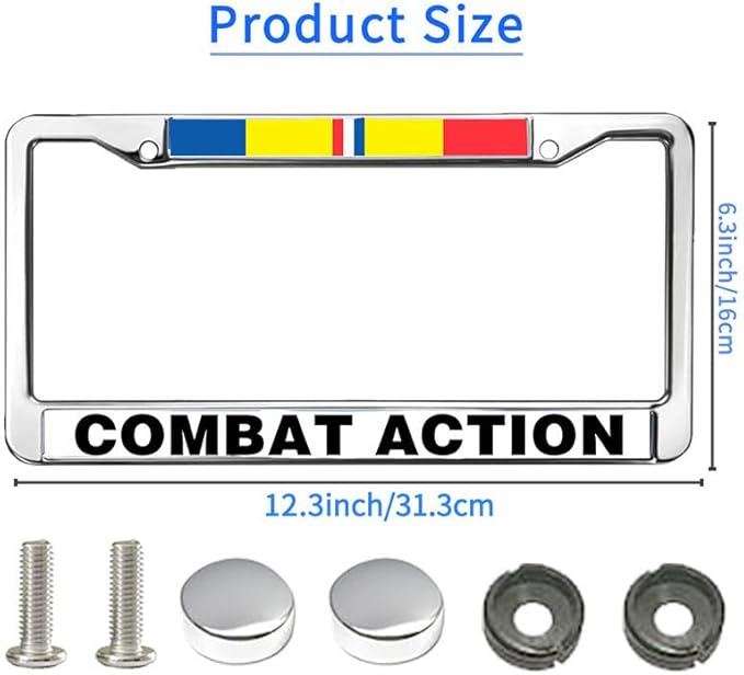 Combat Action Ribbon License Plate Frame Patriotic US Army Blessing Easy Installation License Plate Frame US Army