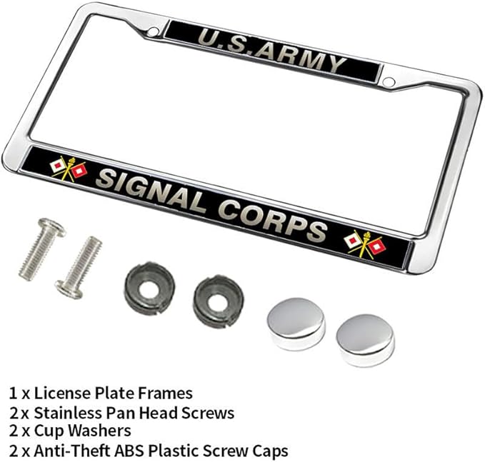 US Army Signal Corps License Plate Frame Slim Signal Corps Pride Slim Design License Plate Frame
