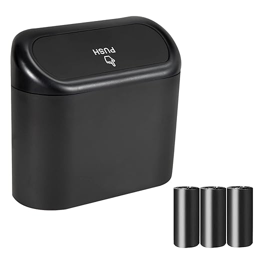 2 Packs Mini Car Trash Can Bin with Lid and 150pcs Trash Bags,Car Trash Can Bin,Car Garbage Trash Can Storage for Front Back Seat Accessories (2)??(1)