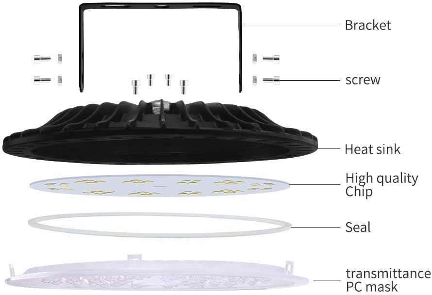 Viugreum 10 Pack 200W UFO LED High Bay Light, 20000LM 6500K Daylight White LED Warehouse Lighting, IP65 Waterproof Commercial Bay Lighting for Garage Barn Workshop