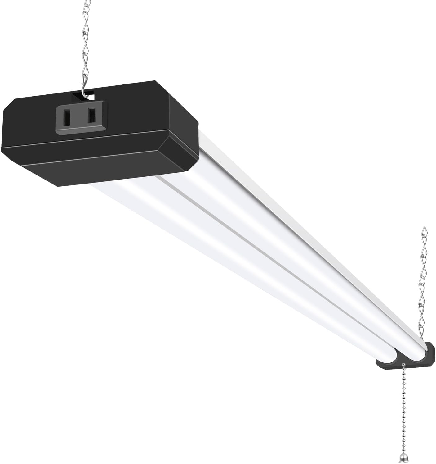 hykolity 5000K LED Shop Light Linkable, 4FT Daylight 42W LED Ceiling Lights for Garages, Workshops, Basements, Hanging or FlushMount, Power Cord with Pull Chain, 4400lm, ETL- 1 Pack
