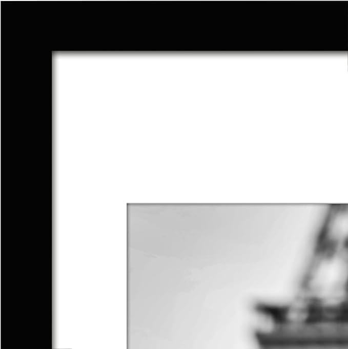 Americanflat 8x12 Picture Frame with Polished Plexiglass - Set of 5 - Use as 6x8 Frame with Mat or Display 8x12 Photo Without Mat - Galleria Collection - Picture Frames for Wall Display - Black
