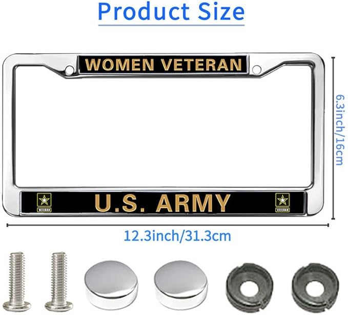 Women Veteran US Army License Plate Frame Military Women Veteran Pride Weather-Proof License Plate Frame US Army Superhero License Plate Frame for Veterans