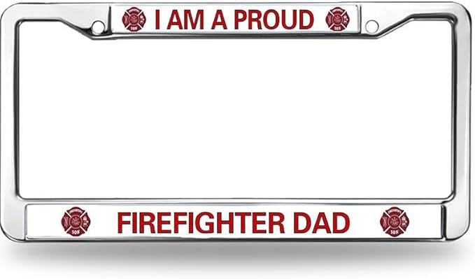 Proud Firefighter Dad License Plate Frame Military Fire Rescue Support Fade-Resistant License Plate Frame Firefighter Superhero License Plate Frame Gifts for Firefighter