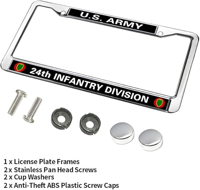 24th Infantry Division License Plate Frame US Army Infantry Division Slim Design License Plate Frame