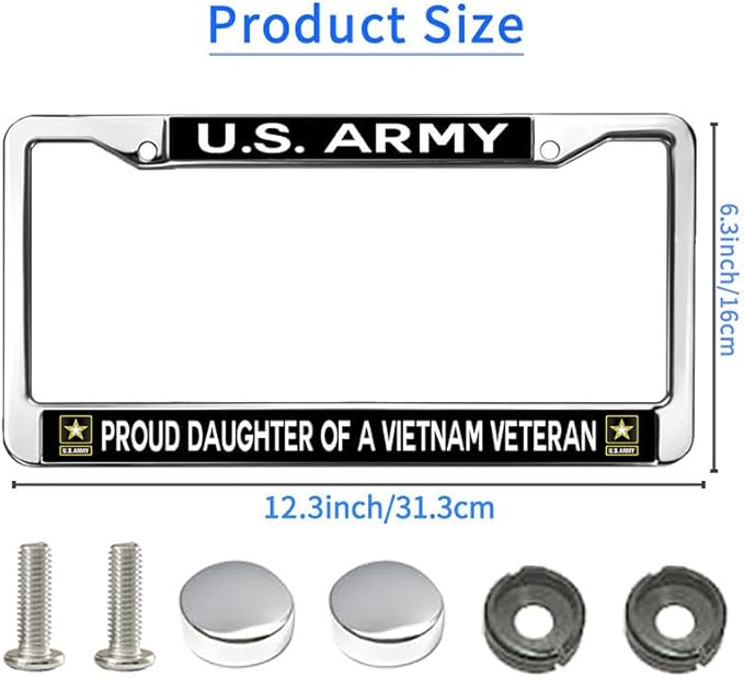 Vietnam Veteran Daughter Pride License Plate Frame for Christian People US Veteran Blessing License Plate Frame Slim