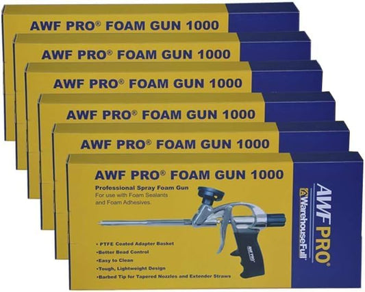 AWF PRO High Precision Spray Foam Gun for Insulating Foam Sealant, Adjustable Flow Control, Contractor-Grade Pro Applicator, Pack of 6