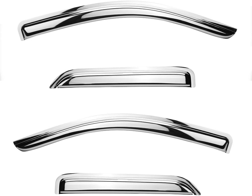 94975Y Chrome Side Window Visor Wind Vent Deflector for 2015-2022 Ford F150/F250/F350 Super Duty Crew(Supercrew) cab,4pc Outside Mount Style Sun Rain Guards