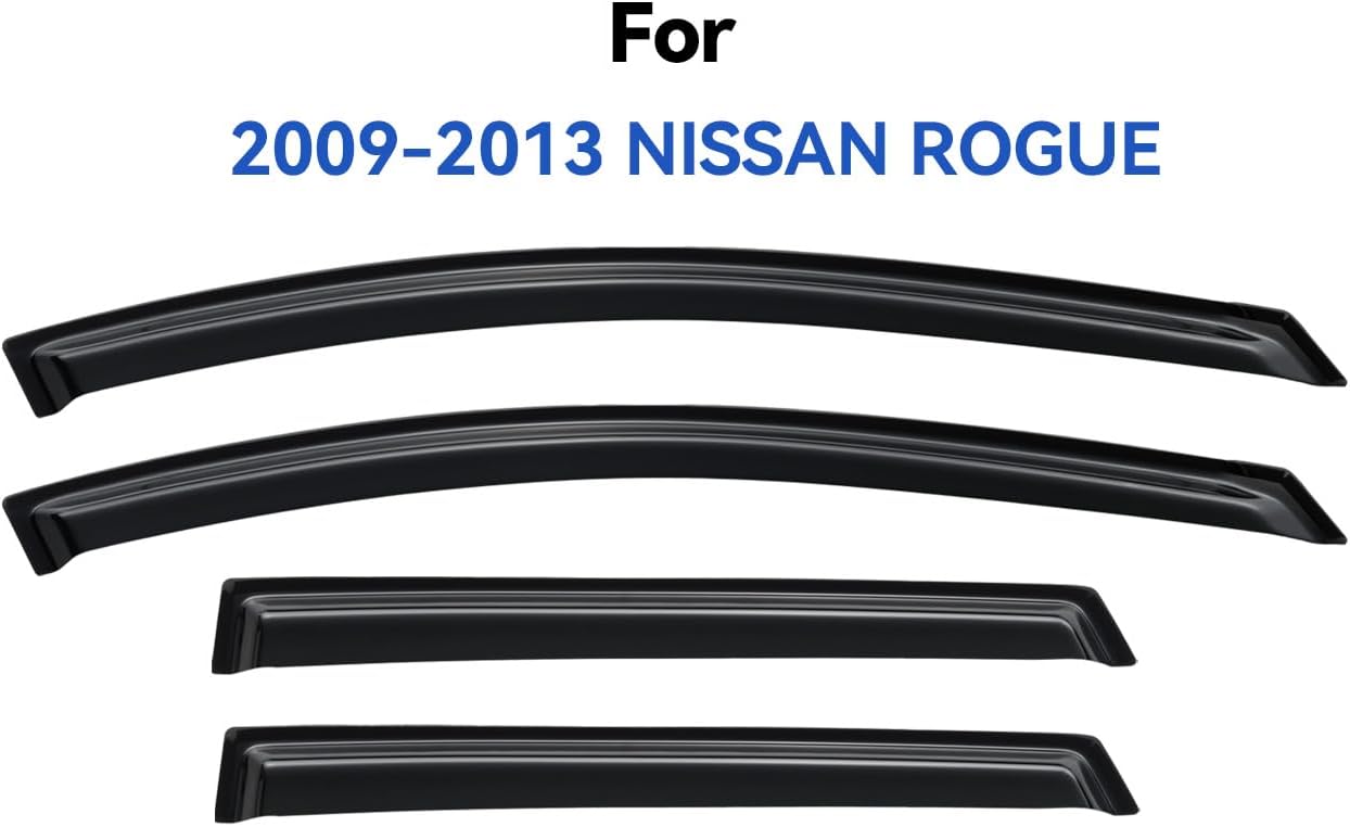 Window Visors Rain Guards for 2009 2010 2011 2012 2013 Nissan Rogue, Out-Channel Window Vent Wind Deflectors Visors Shades for 2014 2015 Rogue Select