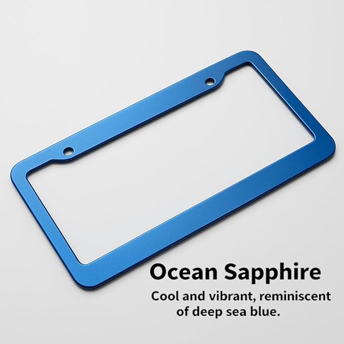 Custom License Plate Frames - Create Your own Personalized License Plate Frame with Text or Graphics, Stylish and Durable Aluminum Frame, fits Standard US 12" x 6" License Plates (Ocean Sapphire, 1)