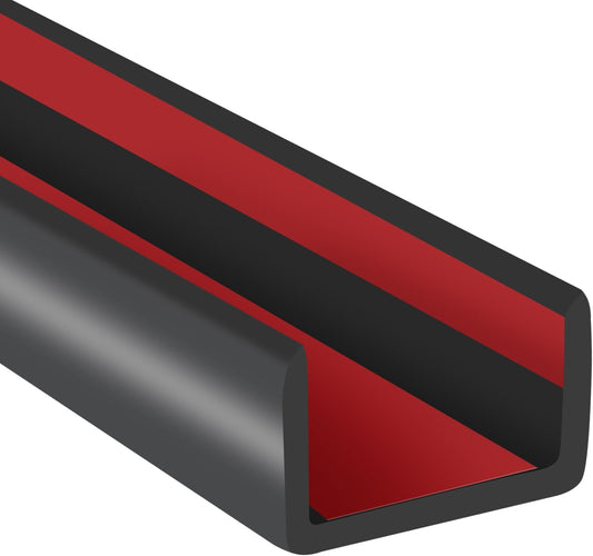 Rubber Edge Trim, Flexible Self Adhesive U Shaped Peel and Stick Edge Banding, 1-1/2"(38mm) U Channel Edge Protector, Edge Guards for Woods, Furniture, 20Ft, Black Color