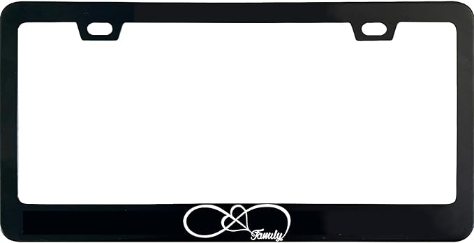Infinity Forever Love Family License Plate Frame, 12 X 6 Inch Black Stainless Steel Car Accessories for Women/Men, with 2 Holes & Screws